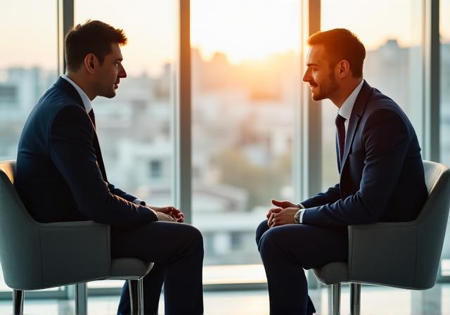 Business professionals in a high-stakes negotiation room